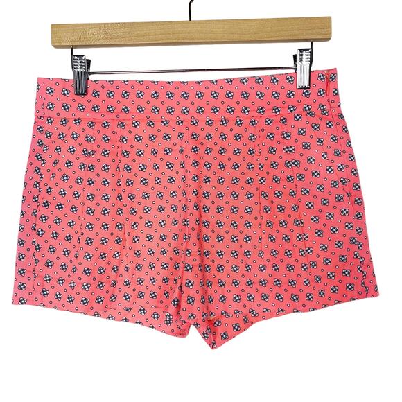 J Crew Womens 2 Pink Blue Floral Foulard Short Pleated Pockets Jacquard Side Zip - Picture 1 of 8